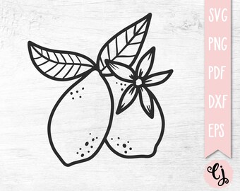 Lemons SVG, Lemon Branch SVG, Lemon Cricut File, Lemons Clipart, Lemon Bunch SVG File for Cricut