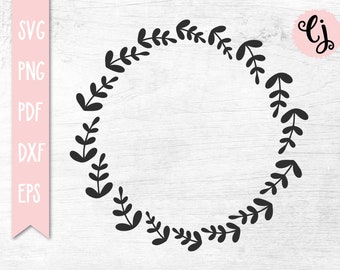 Leafy Wreath SVG, Circle Border SVG, Monogram Frame Cut File, Circle Frame SVG