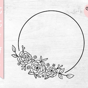 Floral Wreath SVG, Circle Frame SVG | Cricut File