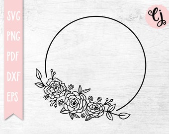 Floral Wreath SVG, Circle Frame SVG | Cricut File