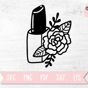 Lipstick SVG, Lipstick with Flower SVG, Lipstick Cut File