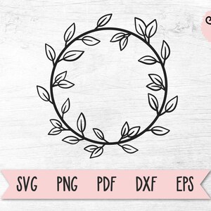 Leaf Wreath SVG, Farmhouse Wreath SVG, Circle Border Clip Art, Leaf Wreath Vector File