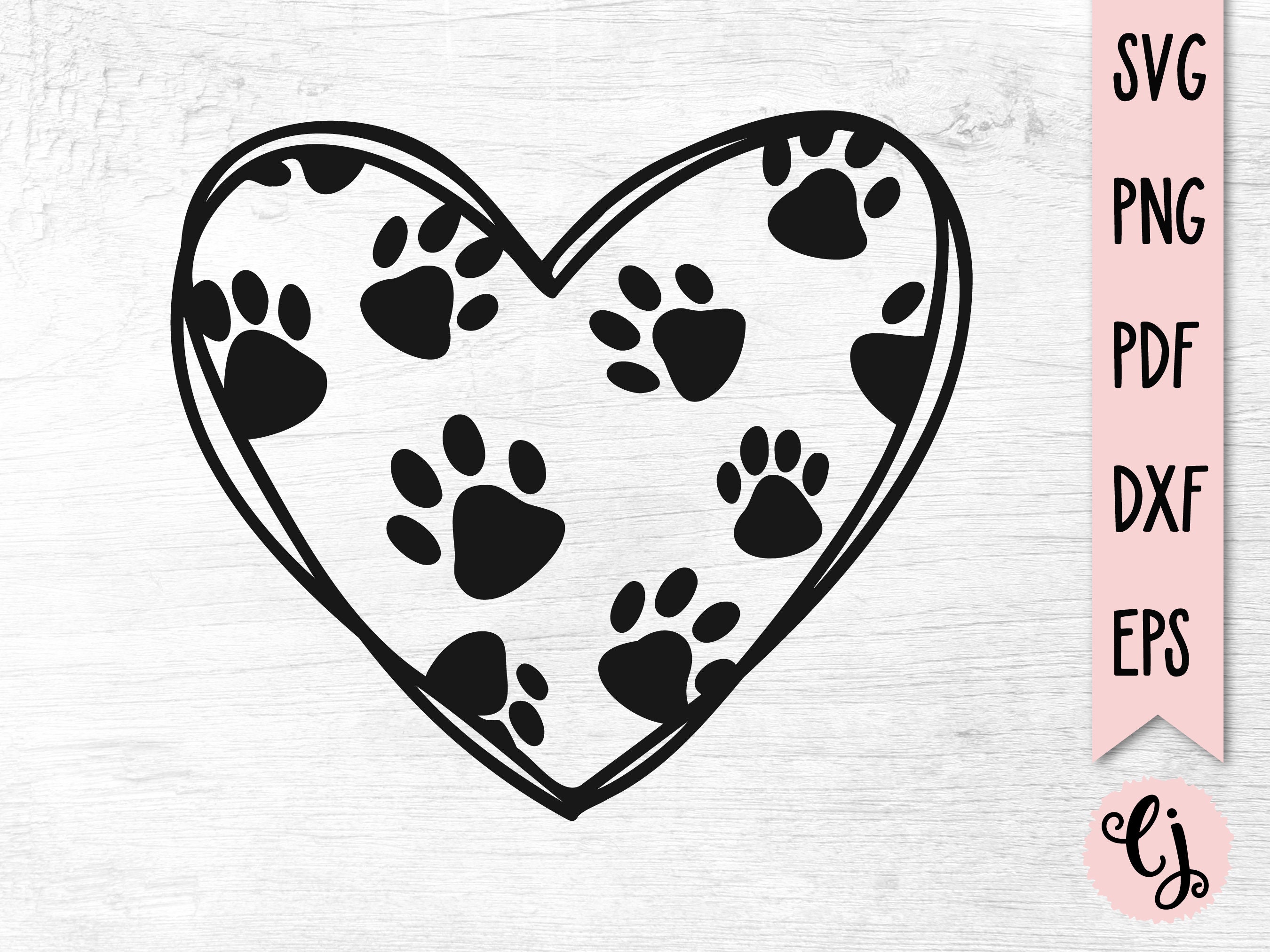 Pawprint Heart SVG, Pet Valentine's Svg, Dog Pawprint Svg, Paw Heart ...
