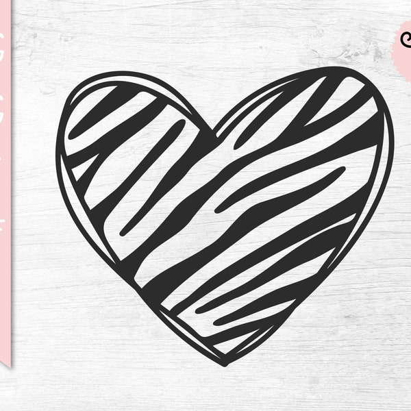 Zebra Stripe Heart SVG, Zebra Stripe SVG, Zebra SVG, Heart Clip Art File