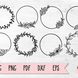 Wreath SVG Bundle, Decorative Frame SVG, Botanical Wreath SVG Bundle, Wedding Frame Clipart