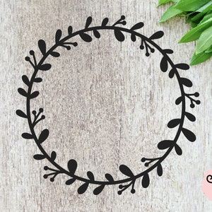 Leafy Wreath SVG, Circle Border SVG, Monogram Frame SVG, Circle Frame Vector Clip Art