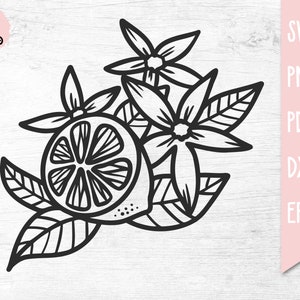 Lemon Flowers SVG, SVG File for Cricut, Lemons with Flowers, Lemon Clipart, Lemon PNG