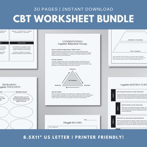 CBT Worksheet Bundle, Worksheets Bundle for Therapists, CBT Therapy, Printable Therapy Aid, Counseling Resources, CBT Coping Skills Tools