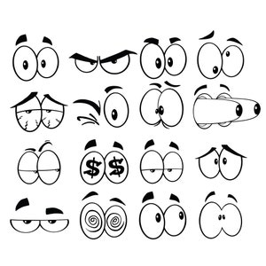 Kulleraugen, Augapfel Set - SVG-Datei für Schneidemaschinen wie Cricut und Silhouette – Clip Art, Cartoon, Surprised, Emotion, Müde, Crazy