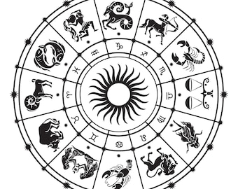 Sterrenbeelden - astrologiewiel - SVG-download voor de Cricut, Silhouette en andere snijmachines