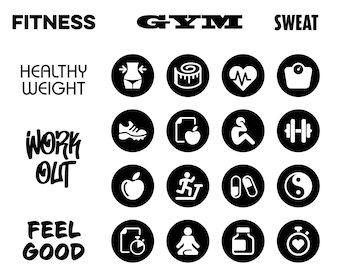 Fitness and Health Icons - SVG File for Cutting Machines like Cricut and Silhouette – PDF File for Print