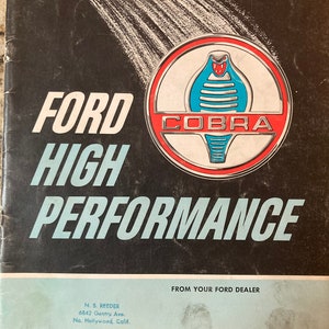 Vintage 1965 Ford High Performance Cobra Parts Catalog