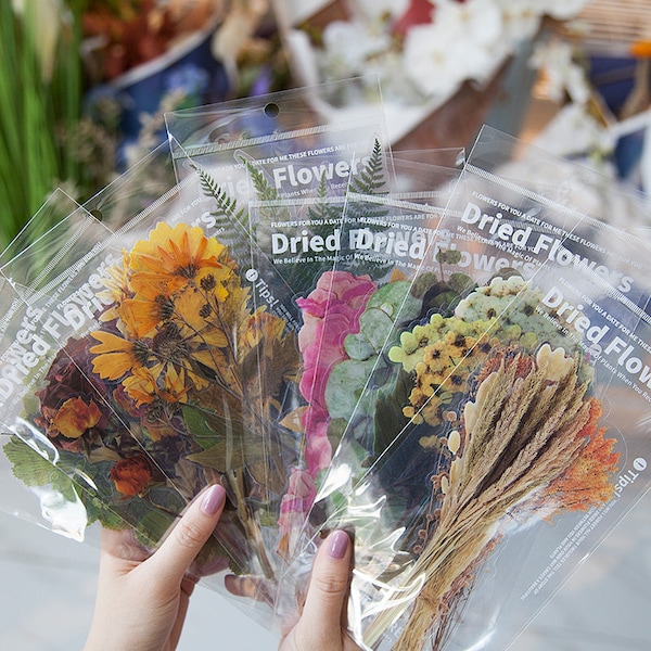 Clear Jumbo Dried Flowers Sticker Pack (6 pc) for junk journals, bullet journals, scrapbooking, etc