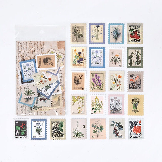 Postage Stamp Style Sticker Pack for Junk Journals, Bullet Journals ...