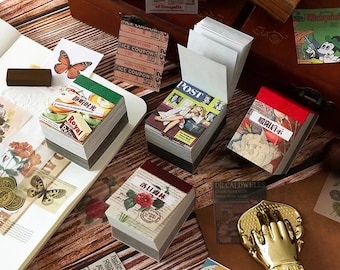 400 pc memo pad vintage, floral, cinema, or retro themes for junk journals, bullet journals, scrapbooking, etc
