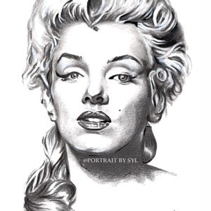 Marilyn Monroe Hand Drawn Portrait Art Print