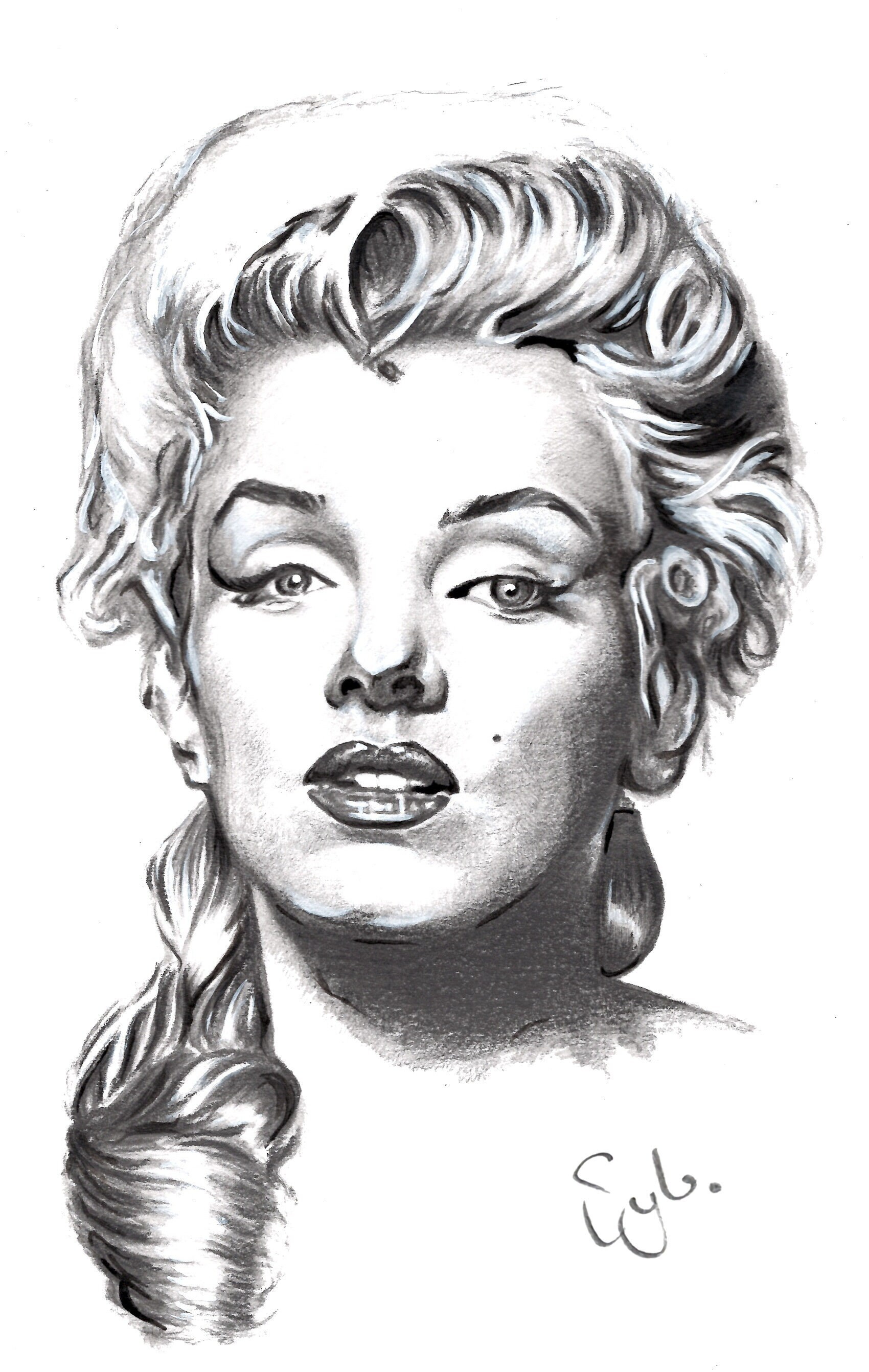 Marilyn Monroe Hand Drawn Portrait Art Print Etsy