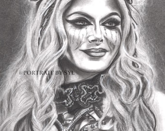 Lámina artística dibujada a mano por Alexa Bliss