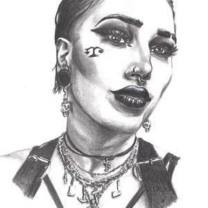Rhea Ripley Hand gezeichnetes Portrait Kunstdruck