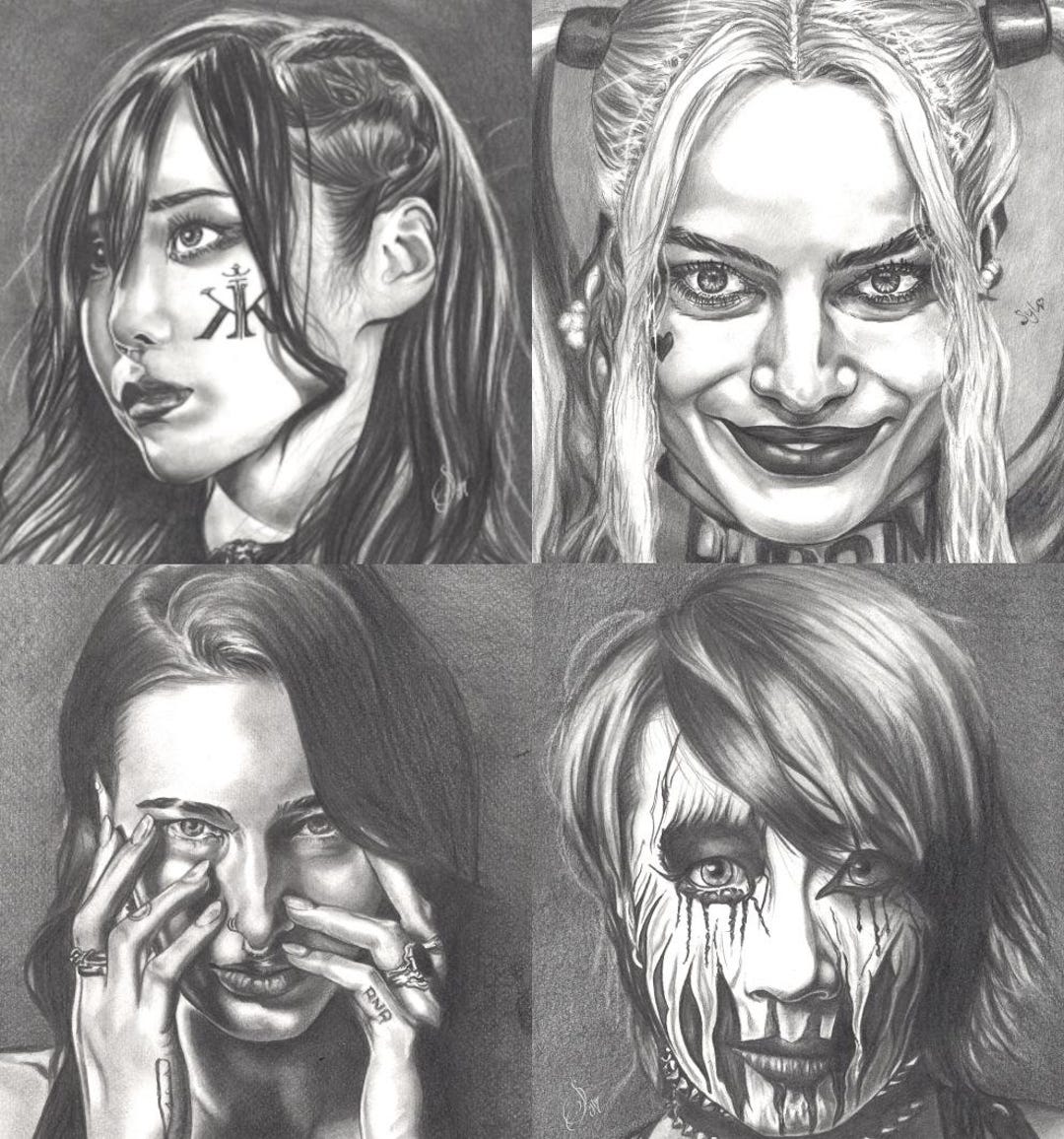 Custom Hand Drawn Portrait Pencil Art - Etsy
