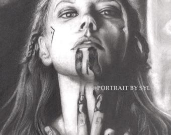 Lagertha - Katheryn Winnick - Hand Drawn Art Print