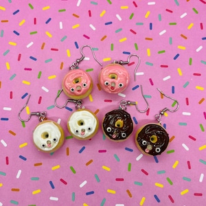 Silly Donut Earrings  | stainless steel, kawaii earrings, cute gift idea, unique gift, funny gift, food earrings, dessert, mini food