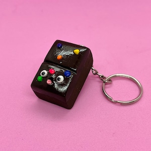 Cute Cosmic Brownie Keychain | kawaii, clay food keychain, funny face food keychain, cute gift idea, unique gift, bag accessory, teenager