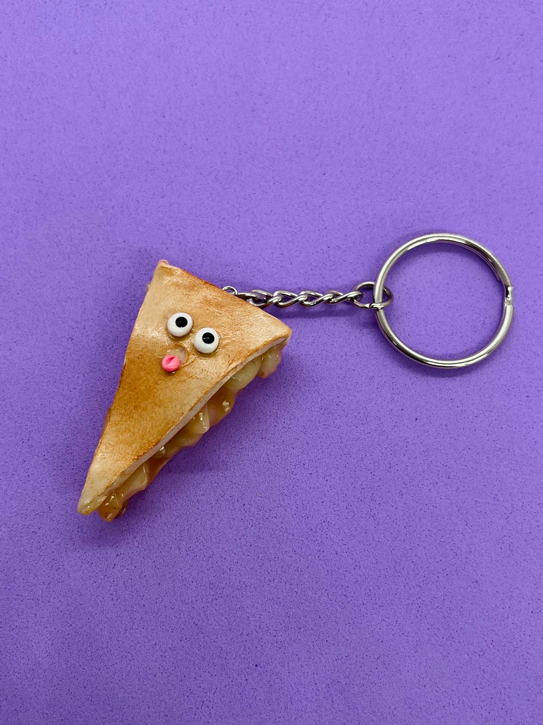 Cute Apple Pie Keychain Kawaii Keychain, Clay Food Keychain, Funny Face