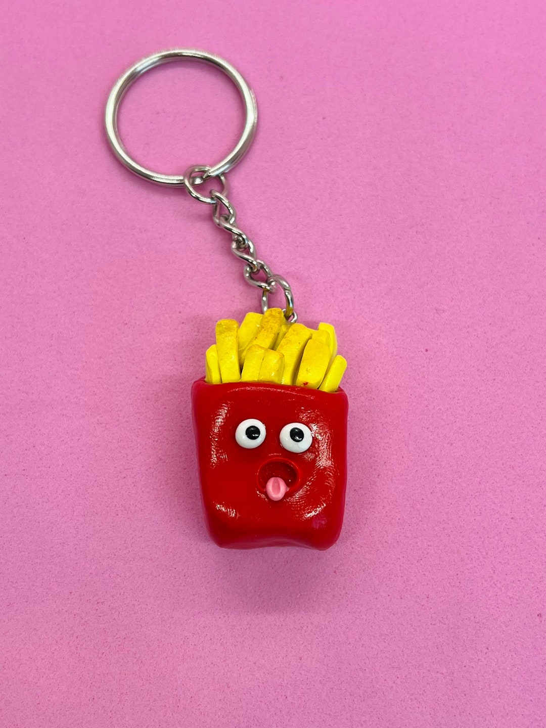 Cute French Fries Keychain Kawaii Keychain, Clay Food Keychain, Funny