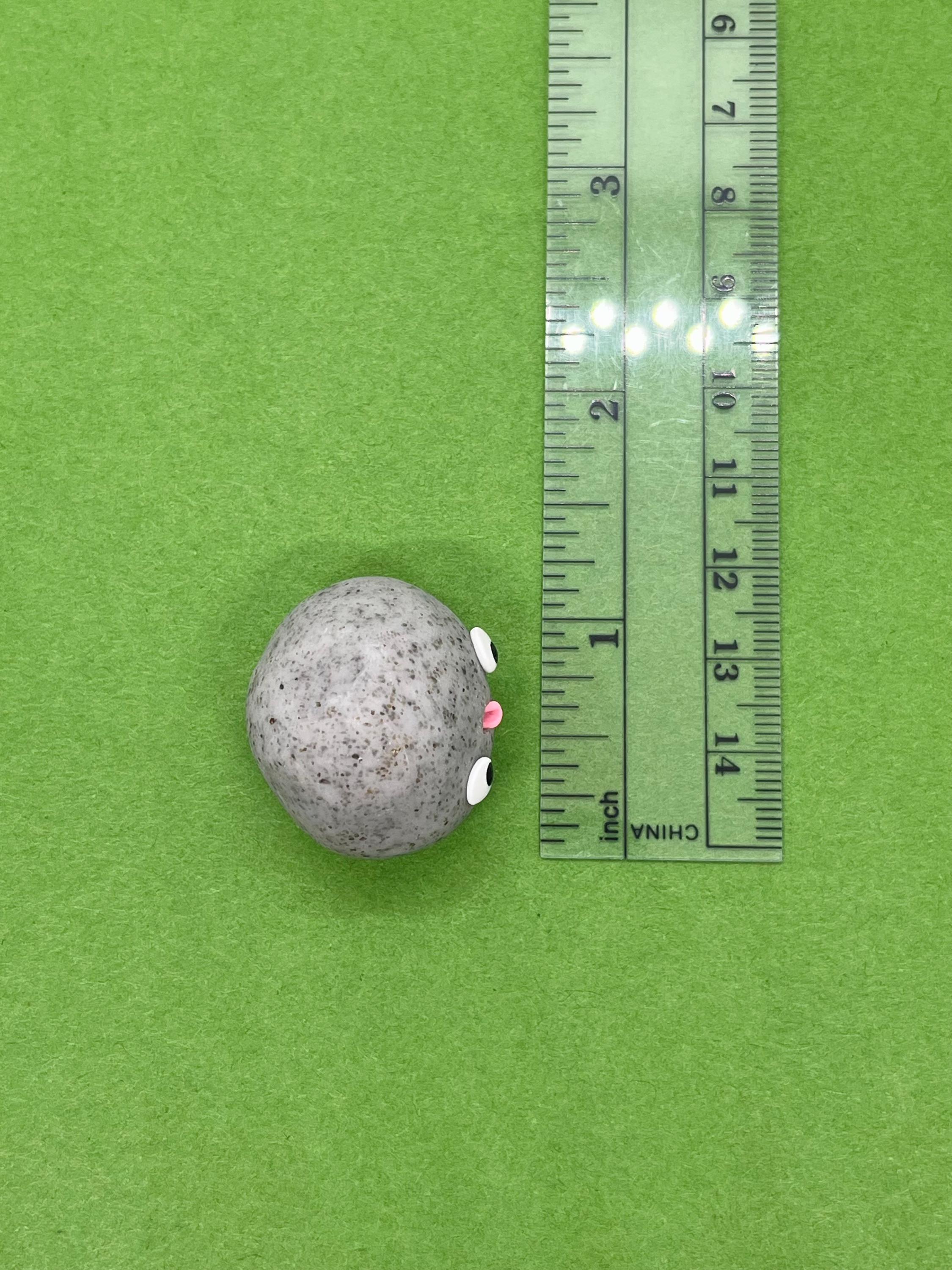Cute Pet Rock Sculpture| Kawaii, Polymer Clay Figurine, Funny Face ...