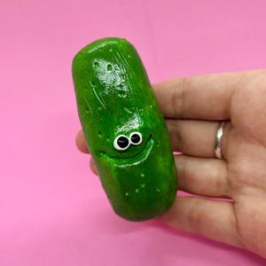 Funny smiling face Pickle sculpture | clay food pickle figurine, funny face food, funny gift idea, unique gift, funny kitchen decor