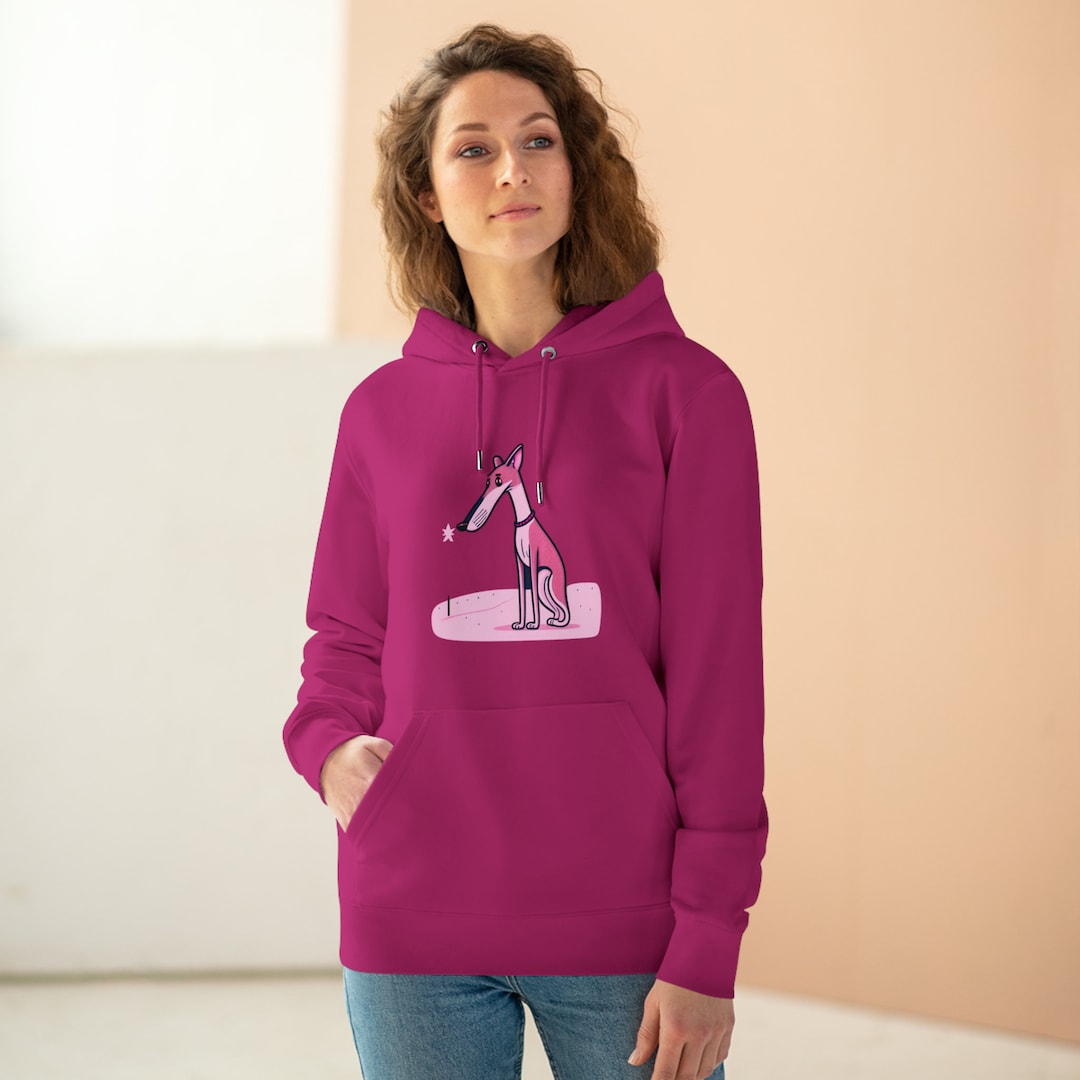 Cute Pink Greyhound Orchid Flower Hoodie UK