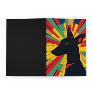 Biglietti d'auguri vuoti colorati con levriero nero (confezione da 5)