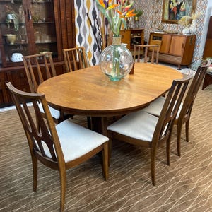 Brasilia Dining Set - MCM Dining Set - FREE SHIPPING! - Mid Century Modern Dining Set - Brasilia Table - 6 Brasilia Chairs - Leaves Included