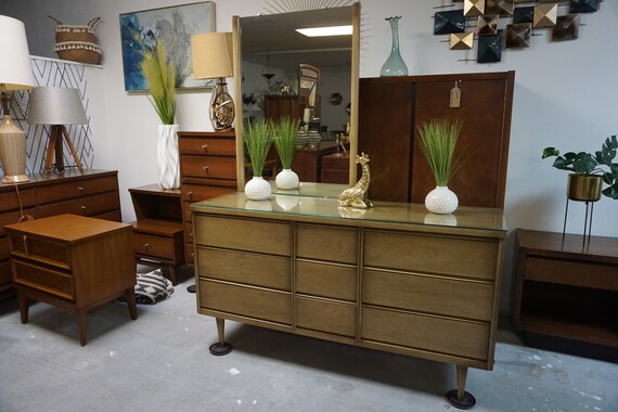 Mid century Modern Bassett Dresser With Mirror free Shipping Etsy UK