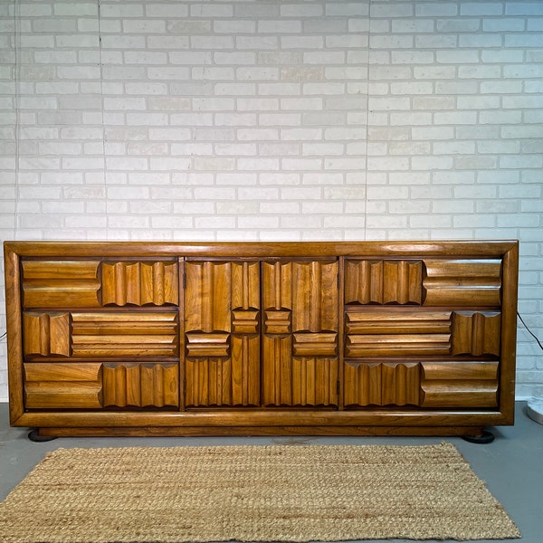 Lane Staccato Brutalist Mid Century Modern Bedroom Furniture Set - 1960s - RARE - FREE SHIPPING