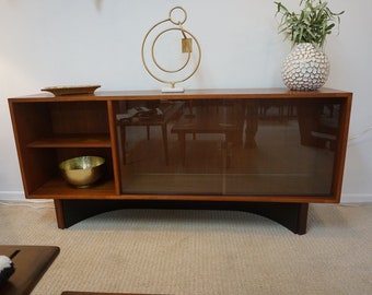 Mid-Century Modern Teak Media Console Curio (Free Shipping)