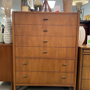 mid century modern tall dresser Vintage American of Martinsville "Harlequin" Walnut / Gentleman's Chest Boston Mid Century Modern Made in a Fair Trade Certified facility Mid Century Modern Vintage Kent