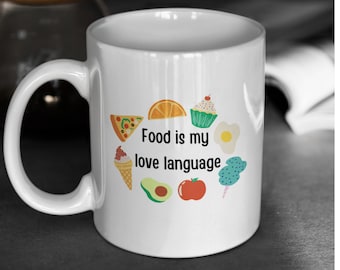 Food love language ceramic mug