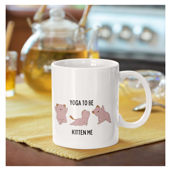 Funny Yoga Present, Gift Mug for Cat Lovers, Cat doing Yoga Gift