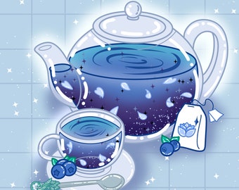Blueberry Tea Art Print