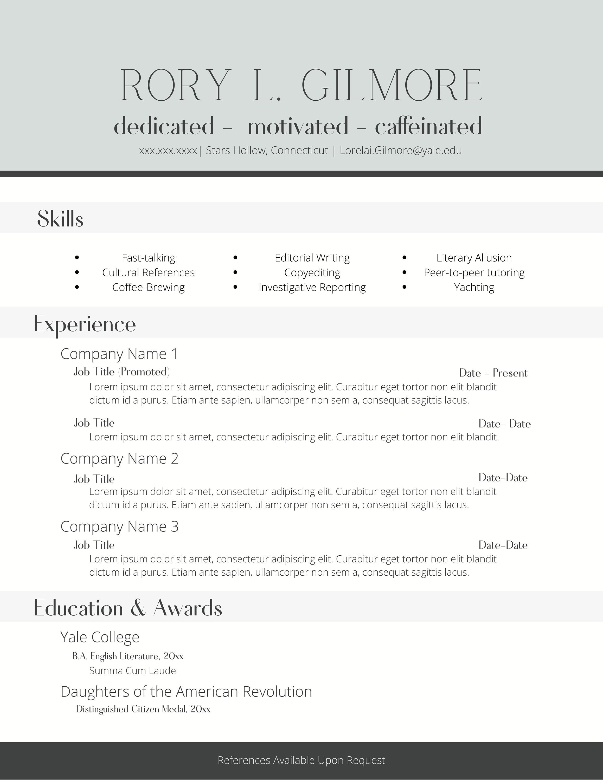 resume format for young professional