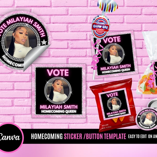 Vote homecoming queen, class campaign sticker,class campaign, homecoming campaign, vote homecoming queen, stickers, Print at home with Avery