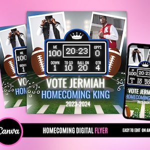 Vote homecoming King , Social Media Flyer,  Class campaign Flyer, high School homecoming, college homecoming, School Colors Blue