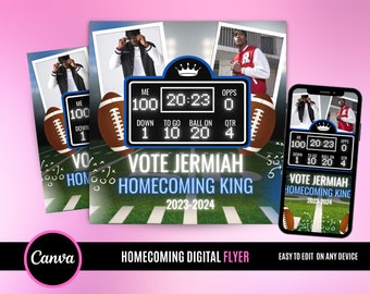 Vote homecoming King , Social Media Flyer,  Class campaign Flyer, high School homecoming, college homecoming, School Colors Blue