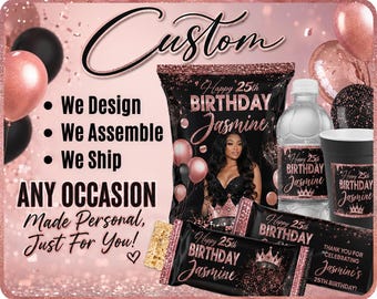 Custom Filled Party Favors, Snacks, Chip Bags, Water Labels, Any Occasion