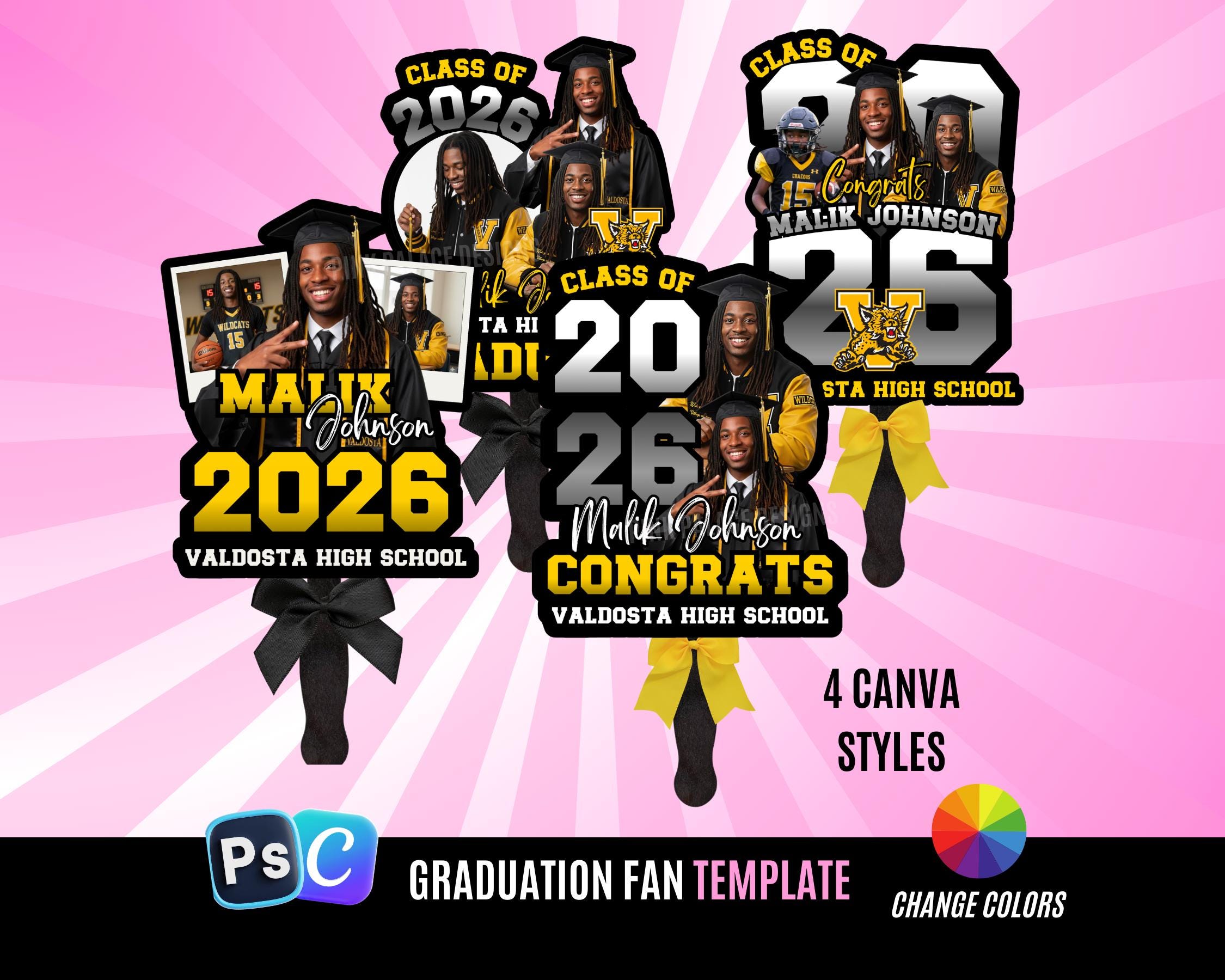 Graduation Fan, Grad Fan, Edit With Canva, Immediate Download,any Color ...