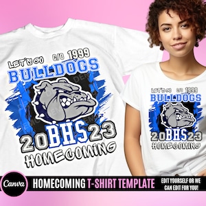 Homecoming Design File Bulldogs, Football T Shirt Design, Editable in canva, T Shirt Design Template, Perfect for Sublimation, DTF or DTG