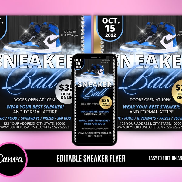 Sneaker Ball Flyer, Sneaker Ball Invite, Sneaker Ball gala Invitation, Gala Sneaker Invite Flyer, Social Media Flyer, Birthday Invitation