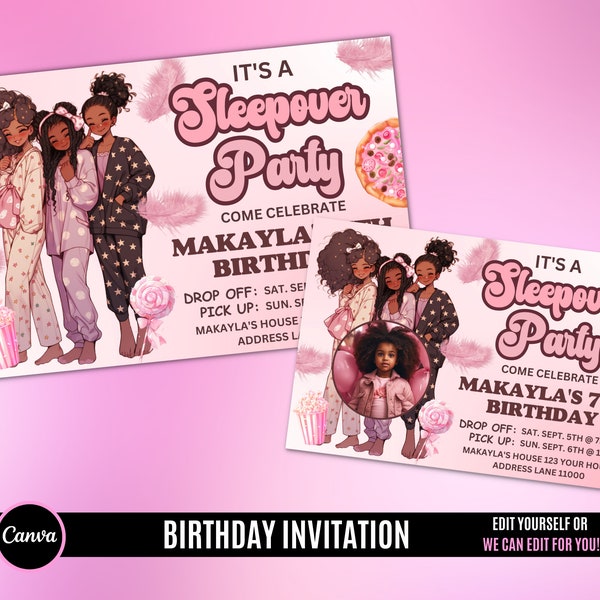 Sleepover Birthday Invitation, Slumber Party Invite